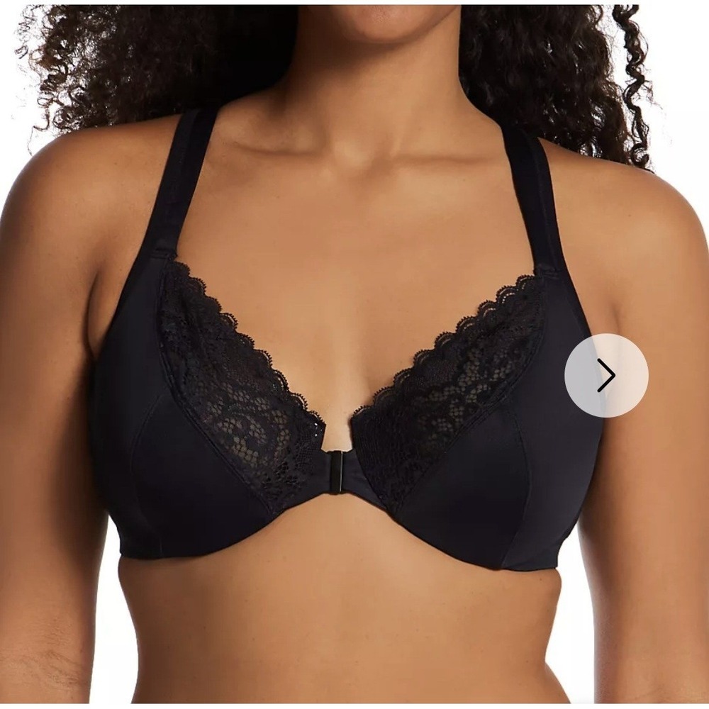 Playtex Bra 42G Underwire Lace Front Close Black 4423 New with Tags